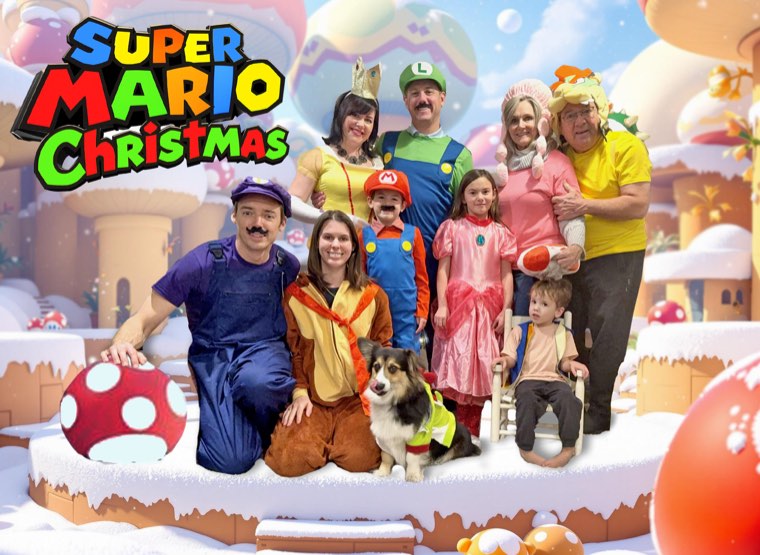 The Millers dressed as Super Mario characters